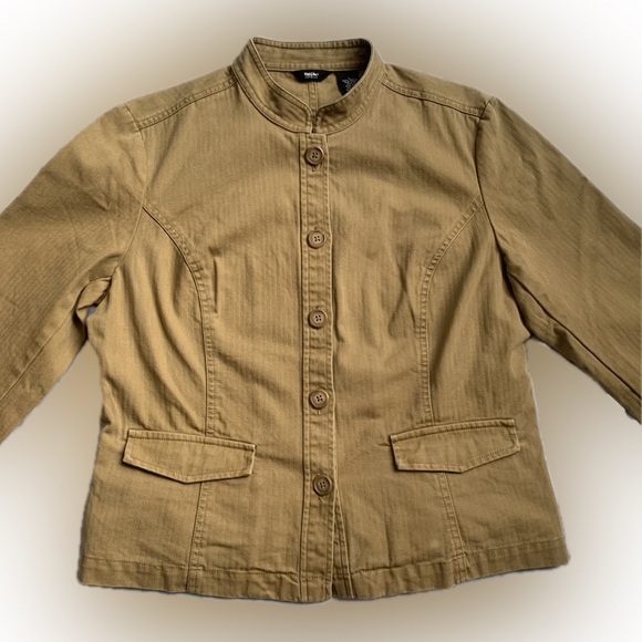 MOSSIMO tan cotton jacket with buttons, large. - Picture 4 of 8